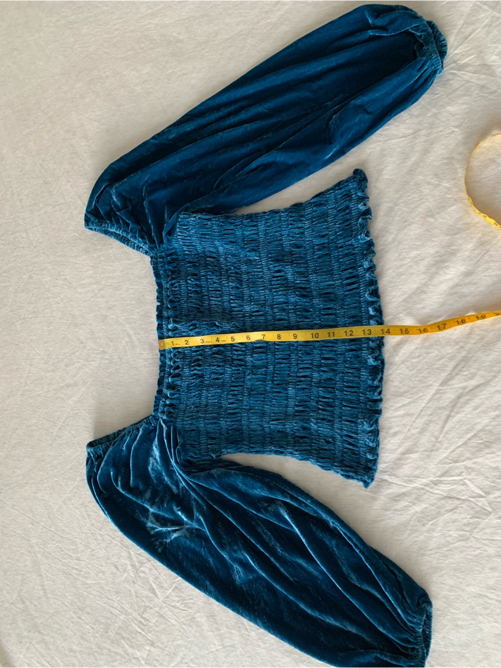 Anthropologie Smocked Puff Sleeve Square Neck Velvet Top Size L - Picture 11 of 12